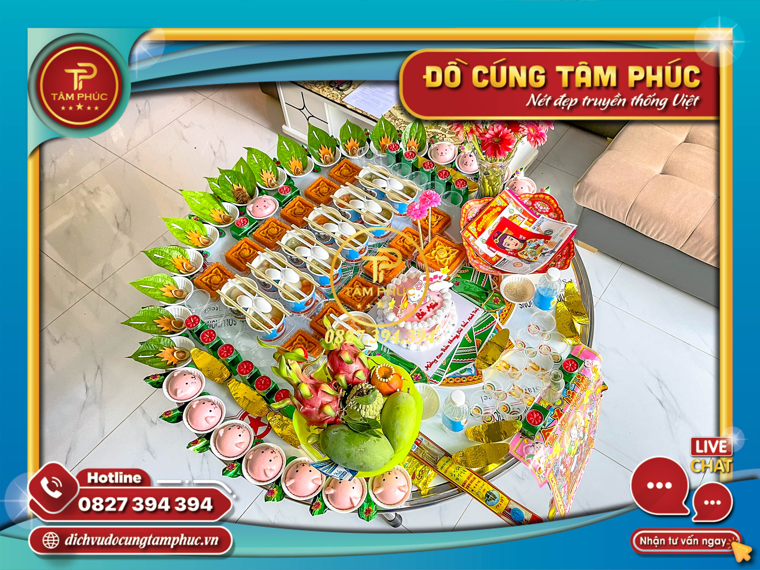 Mâm cúng thôi nôi gói CHAY trọn gói cho các bé.